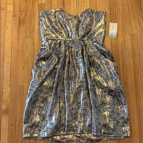 NWT Soshanna Metallic Strapless Dress Size 6 - Picture 1 of 6